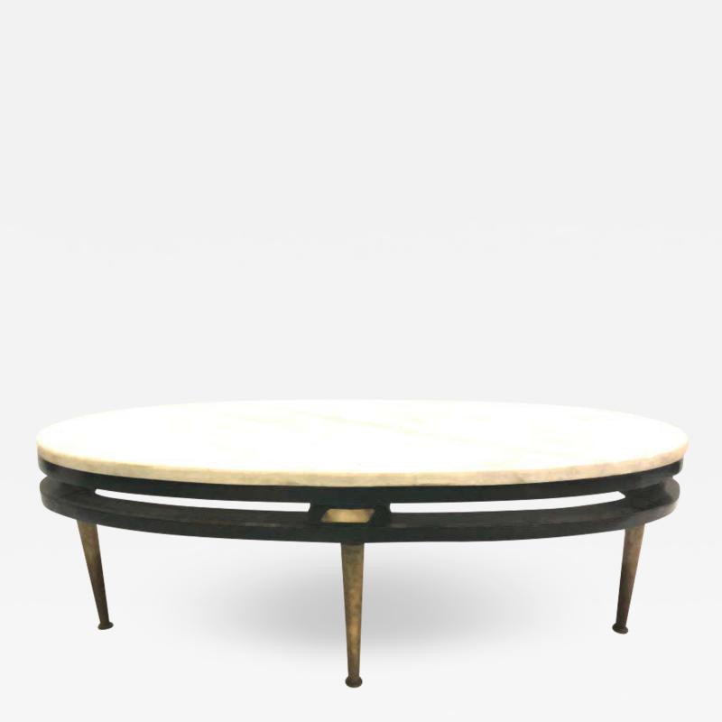 French Cantilevered Oval Cocktail Table