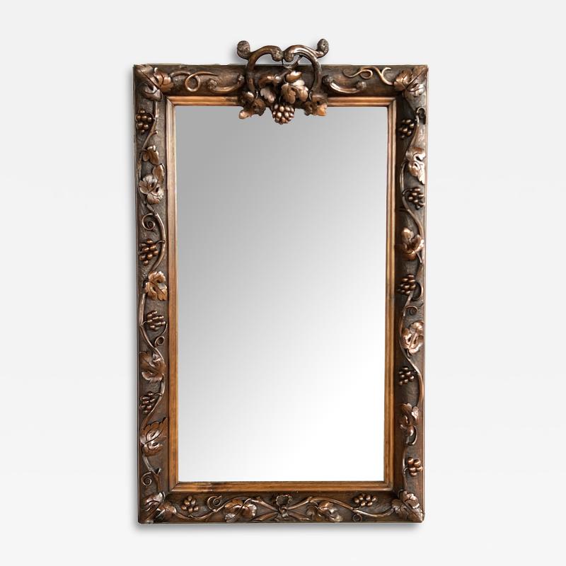 French Carved Walnut Mirror with Meandering Grape Vine