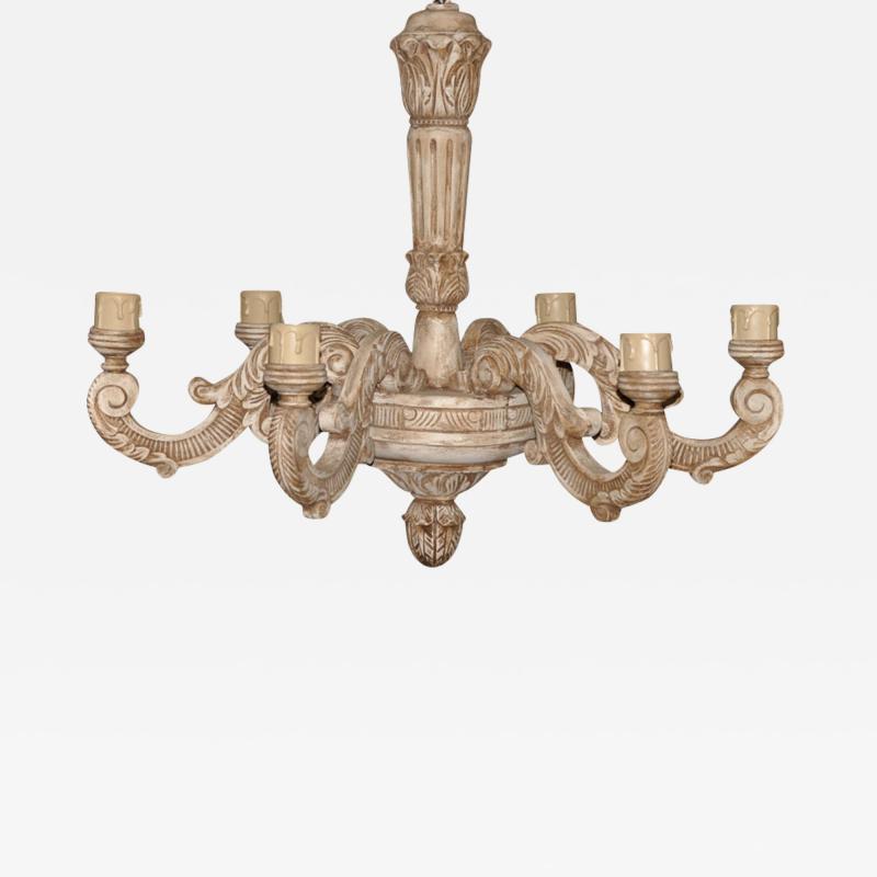 French Carved Wood Chandelier