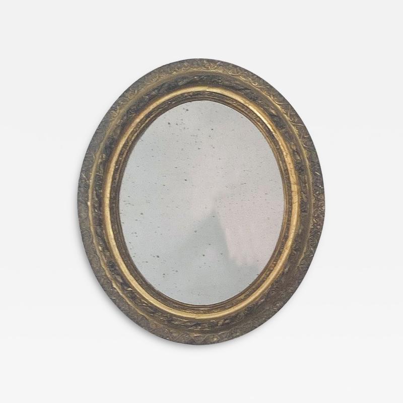 French Carved and Gilt Small Oval Mirror circa 1840