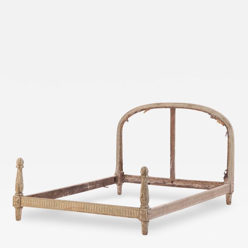 French Carved and Painted Full Size Bed C 1900