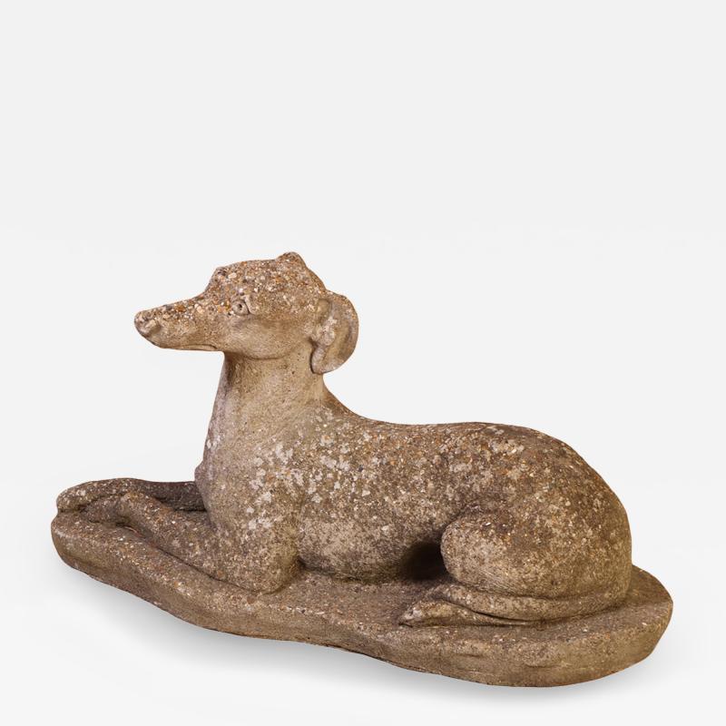 French Cast Stone Dog Statue C 1950