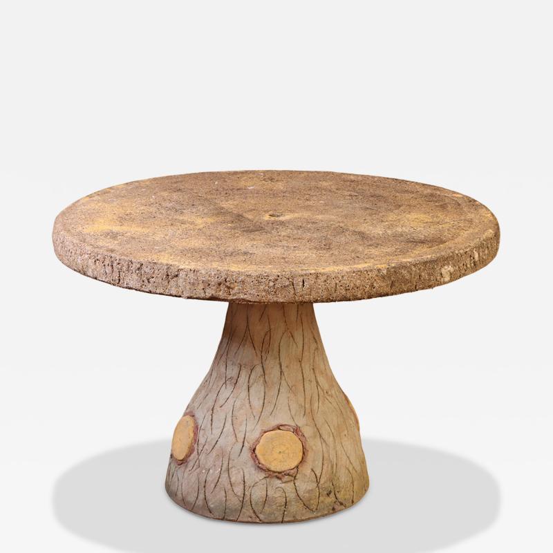 French Cast Stone Faux Bois Garden Table C 1960
