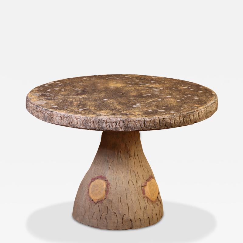 French Cast Stone Faux Bois Garden Table C 1960