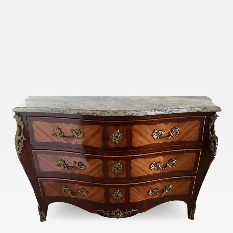 French Chest of Drawers Bronze Mounted Marble Top Commode Signed v Gillino
