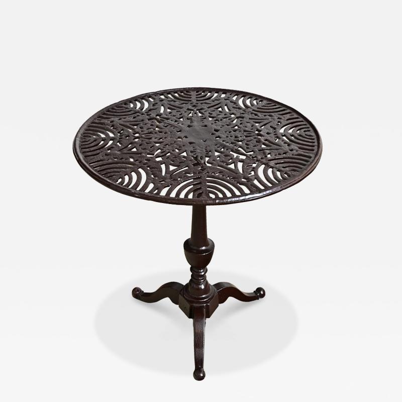 French Circa 1900 Cast Iron Garden Table in New Powder coat