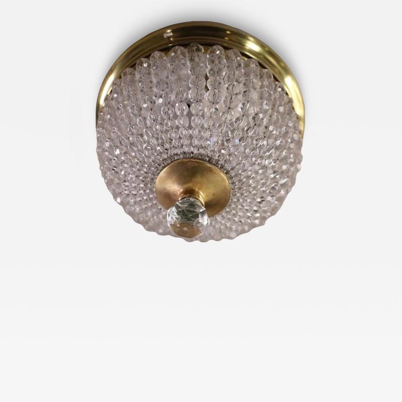 French Crystal Beaded Flush Mount Ceiling Light Fixture