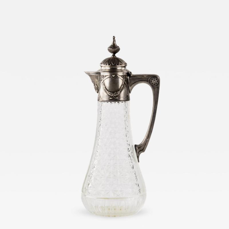 French Cut Crystal And Silver Mounted Ewer Early 20th Century