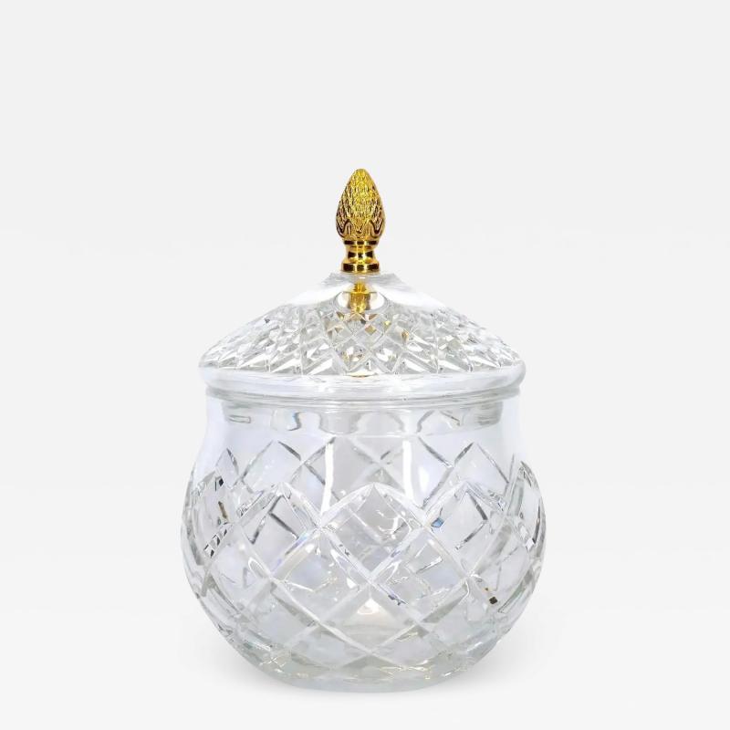 French Cut Crystal Brass Covered Finial Serving Piece