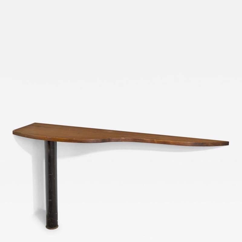French Designer Console Table with Oak and Cast Iron France 1950s