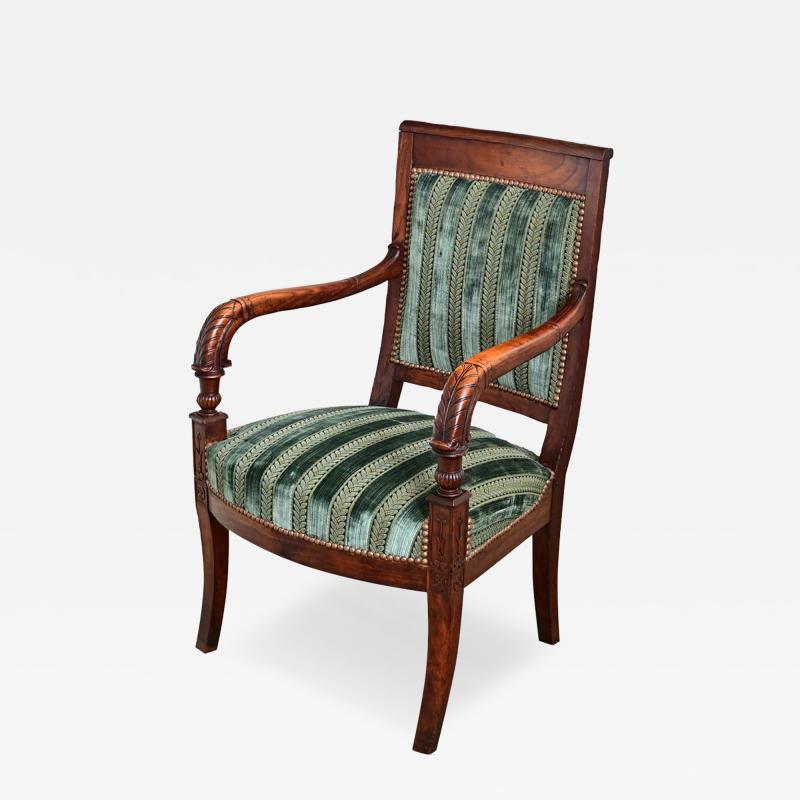French Directoire Period Striped Velvet Fauteuil