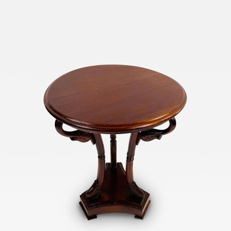 French Directoire Style Rosewood Gu ridon Side Table with Swan Design