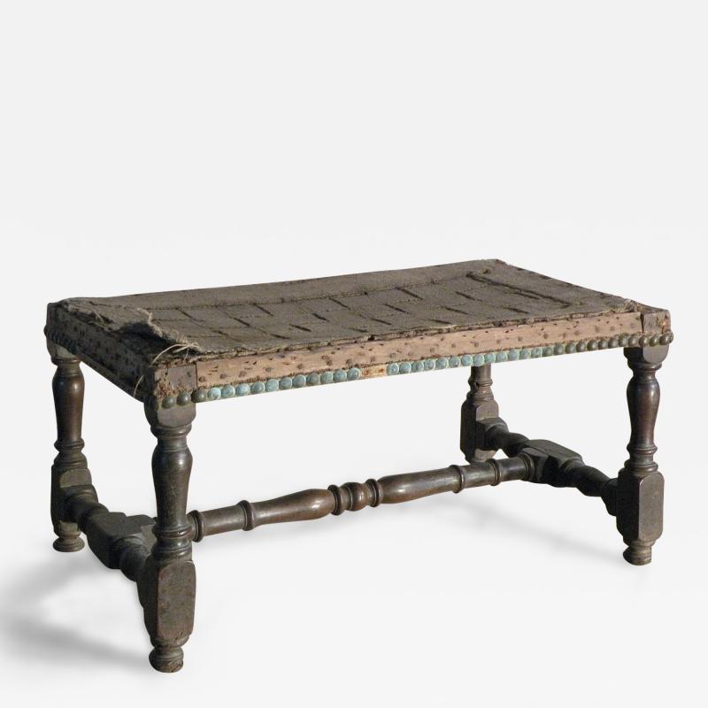 French Early 18th Century Baroque Walnut Bench Footstool