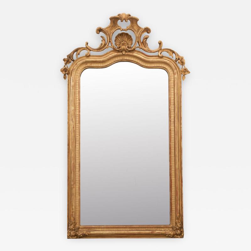 French Early 19th Century Louis XV Style Gold Gilt Mantel Mirror