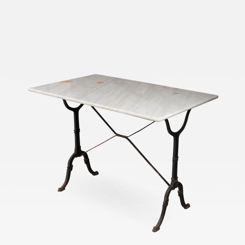 French Early 20th Century Marble Top Garden Table