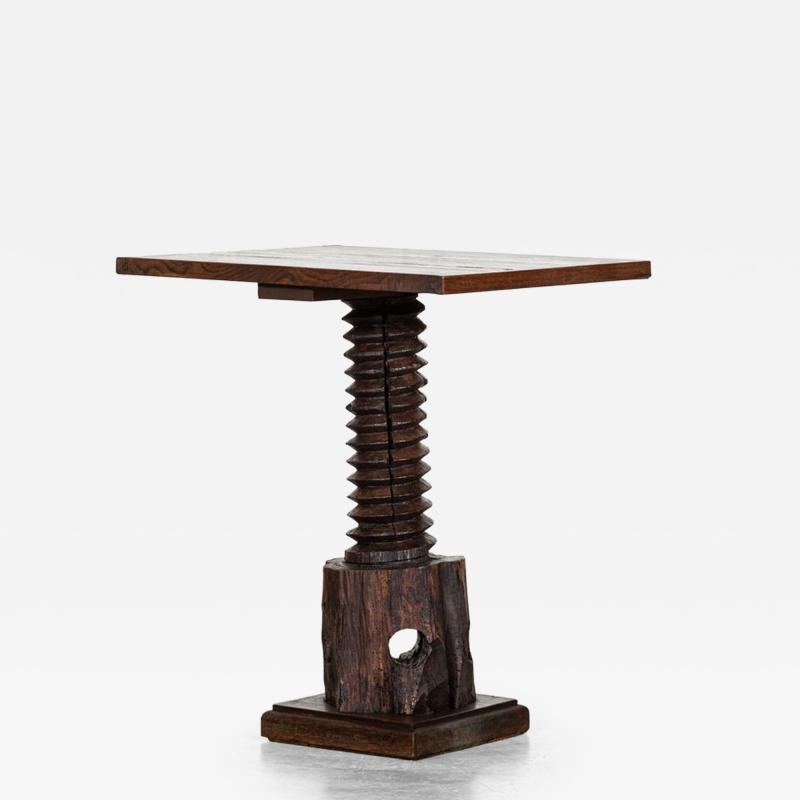 French Elm Corkscrew Side Table