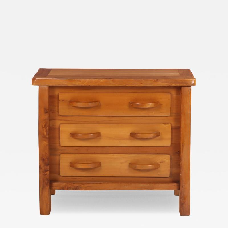 French Elm Three Drawer Brutalist Dresser C 1970