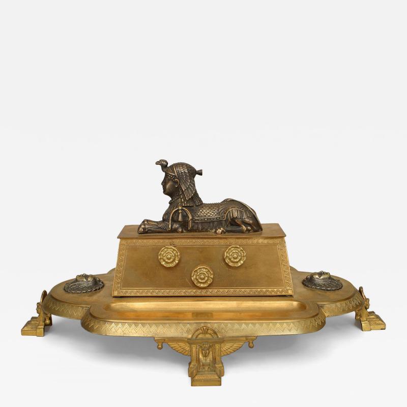 French Empire Bronze Egyptian Inkwell