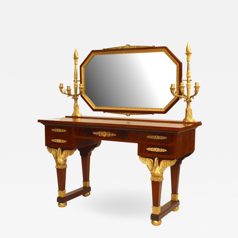 French Empire Bronze and Mahogany Vanity