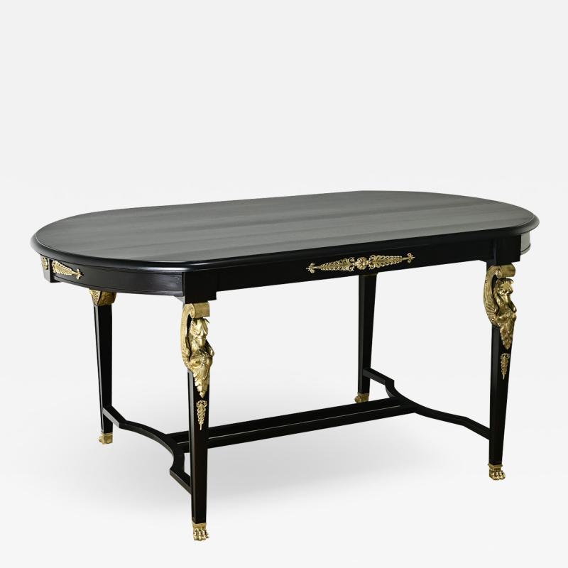 French Empire Ebonized Mahogany Dining Table