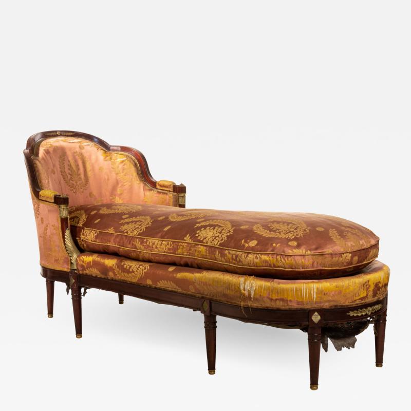 French Empire Mahogany Pink Chaise