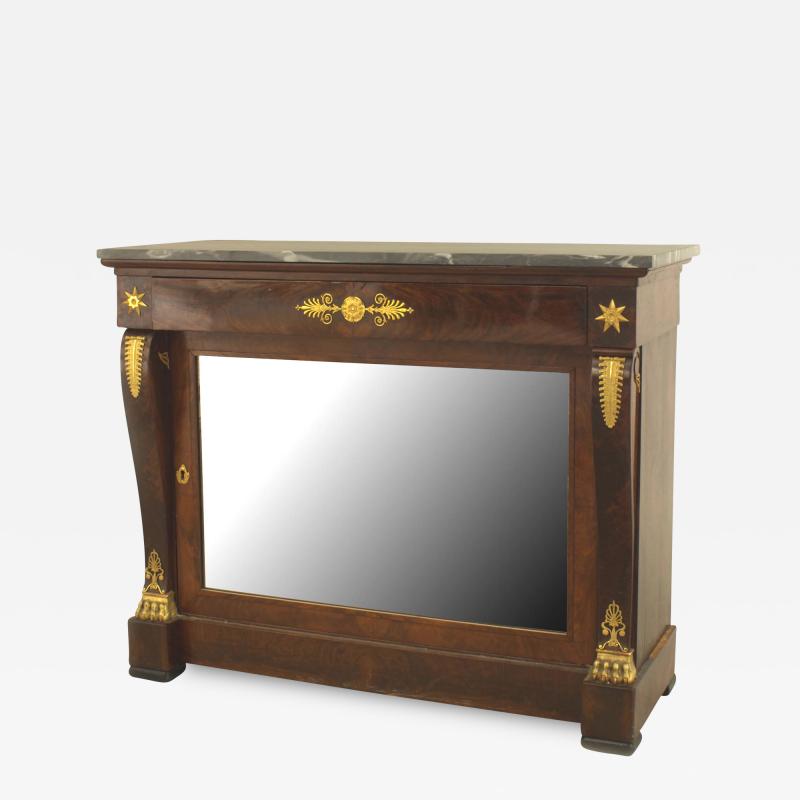 French Empire Mahogany and Mirrored Console Table