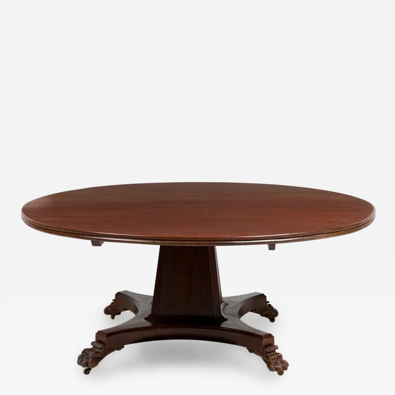 French Empire Monumental Ebonized Mahogany Circular Dining Center Table