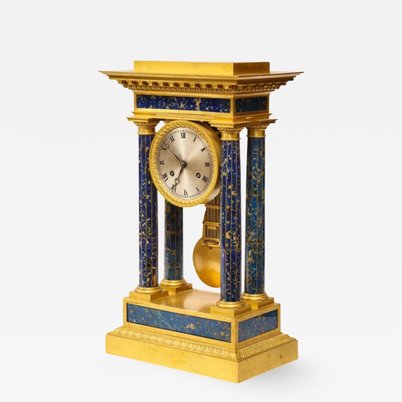 French Empire Ormolu and Lapis Lazuli Mantle Clock circa 1860