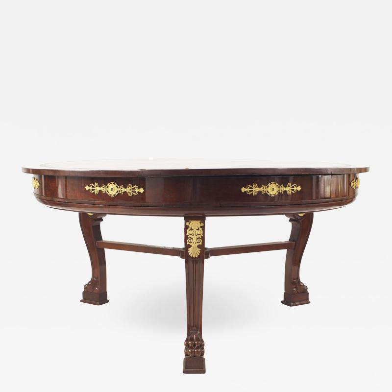 French Empire Potheau Mahogany and Gilt Center Table