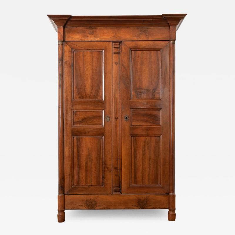 French Empire Solid Walnut Armoire