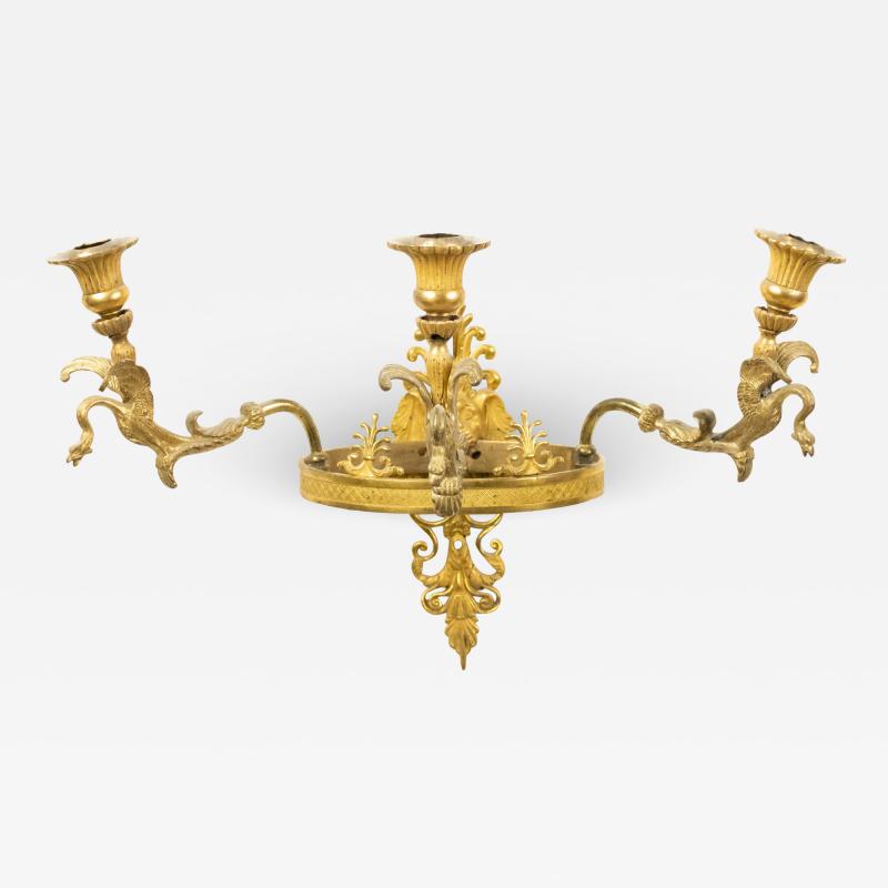 French Empire Style Bronze Dore Lion Head Wall Sconce