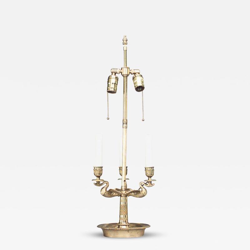 French Empire Style Bronze Swan Table Lamp