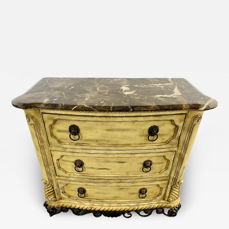 French Empire Style Commode or Dresser with Marble Top Bronze Lion Head Pulls