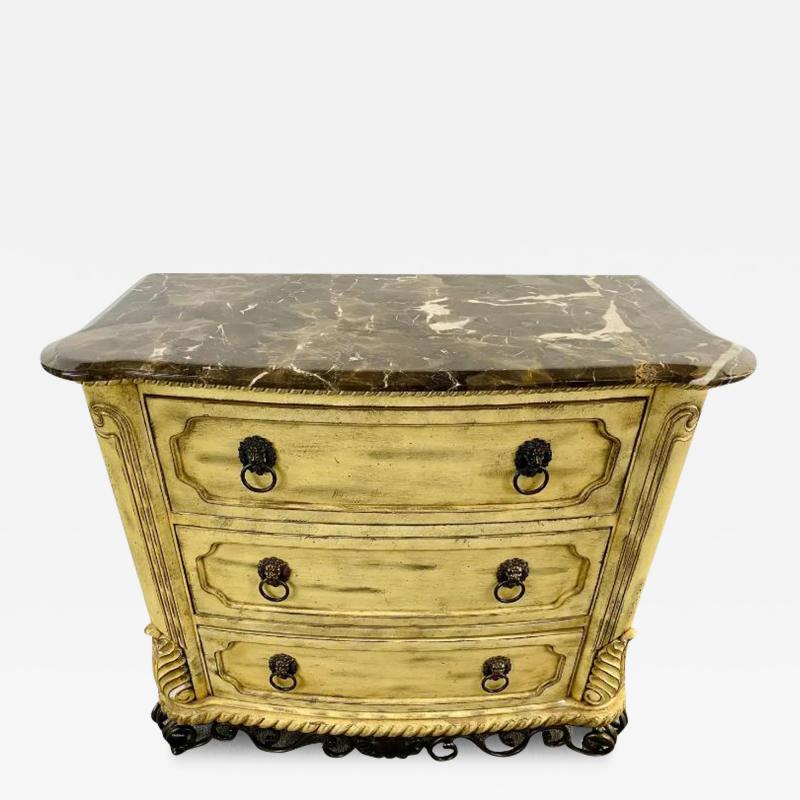 French Empire Style Commode or Dresser with Marble Top Bronze Lion Head Pulls