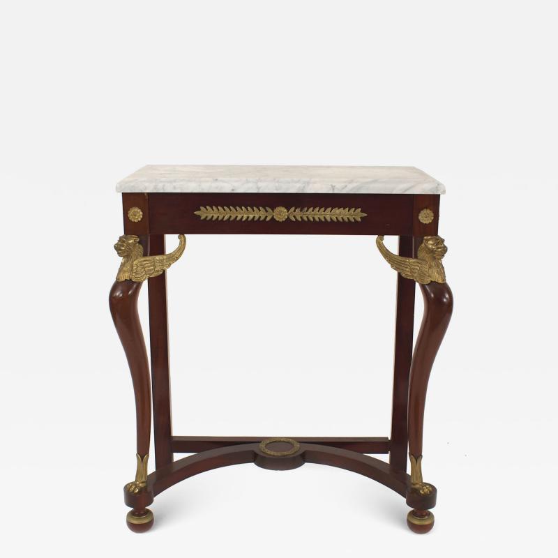 French Empire Style Mahogany and Marble Console Table