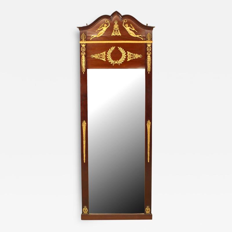 French Empire Style Mahogany and Ormolu Wall Mirror