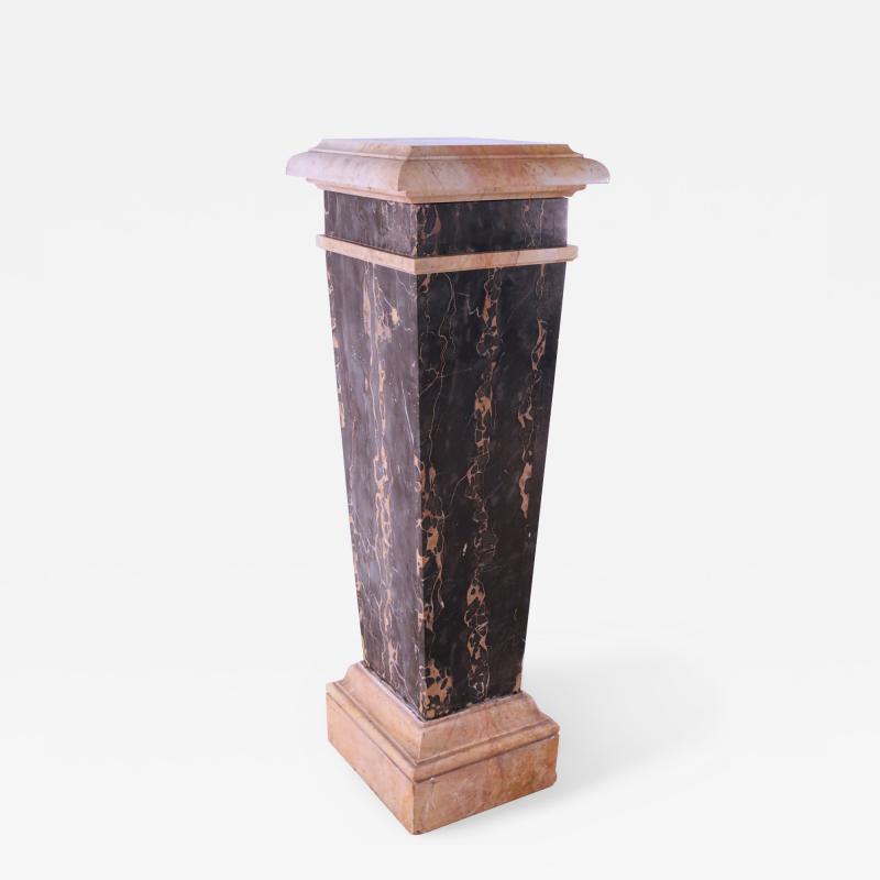 French Empire Style Solid Black and Beige Marble Pedestal