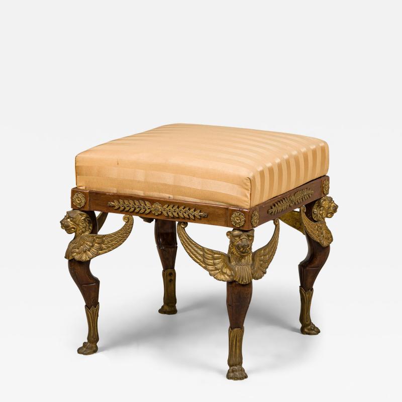 French Empire Style Sphinx Mahogany Bench