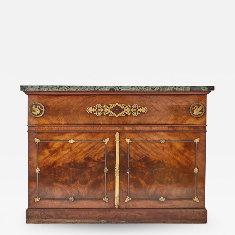 French Empire period mahogany marble and gilt bronze cabinet