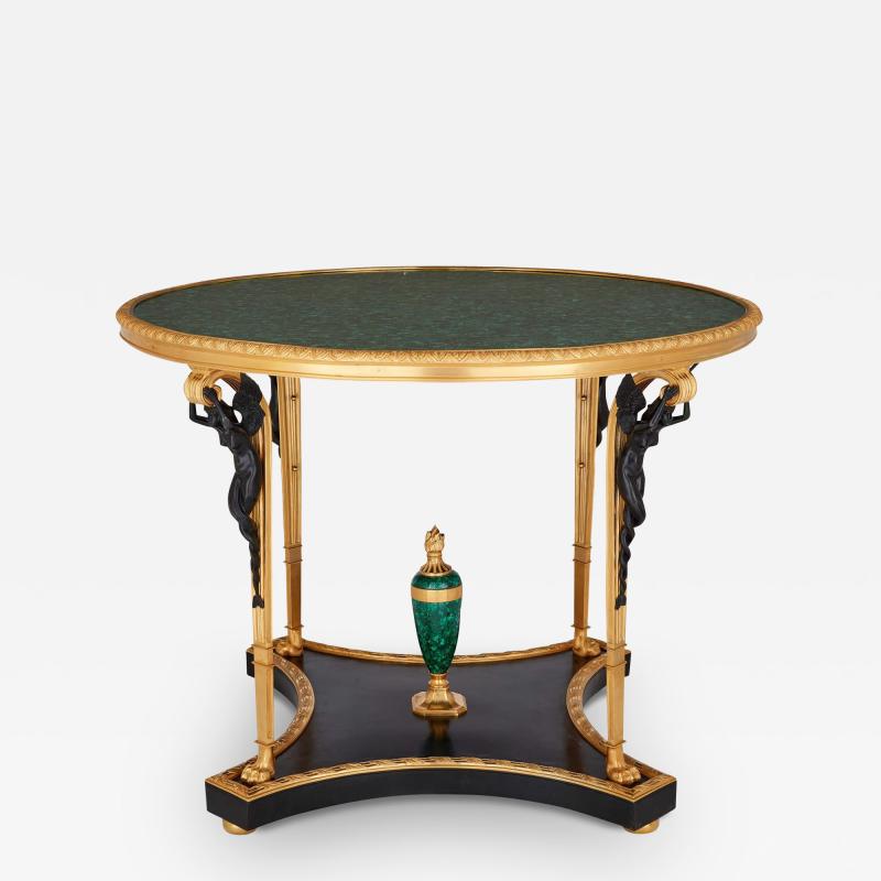 French Empire style ormolu mounted malachite centre table