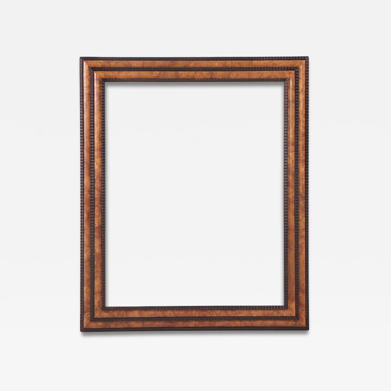 French Figured Elm Mirror with Dutch Ripple Carved Frame C 1920