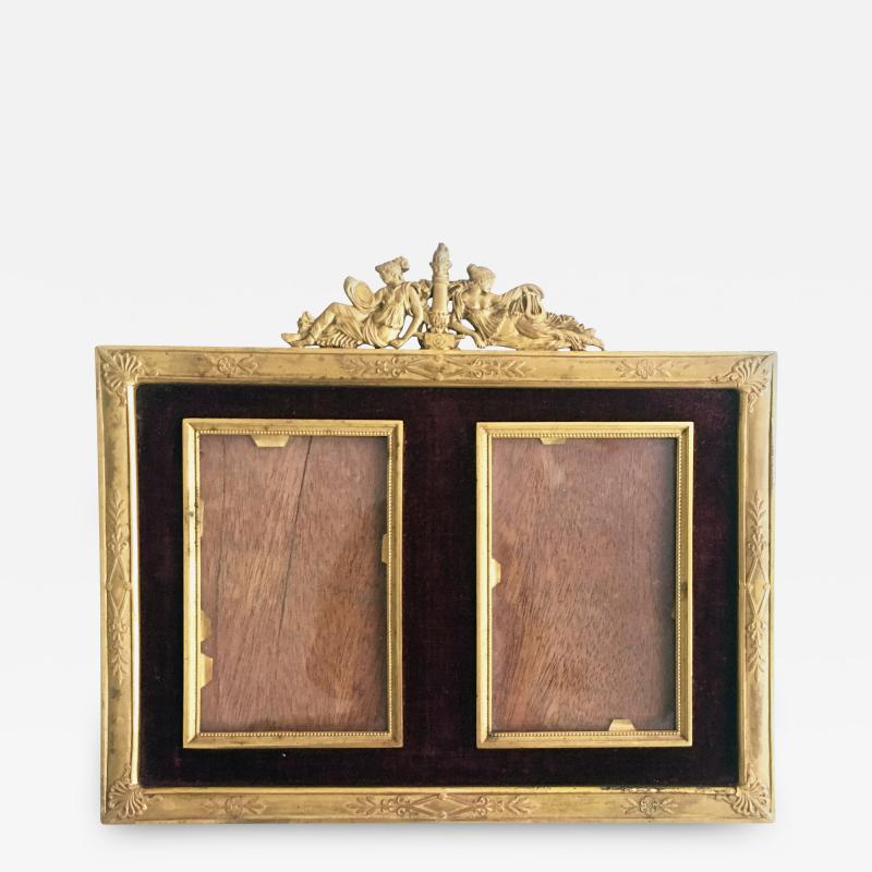 French Gilded Bronze Double Picture Frame