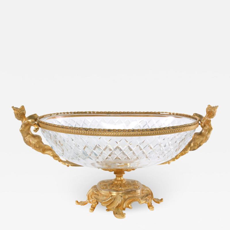 French Gilt Bronze Mounted Cut Glass Centerpiece Bowl