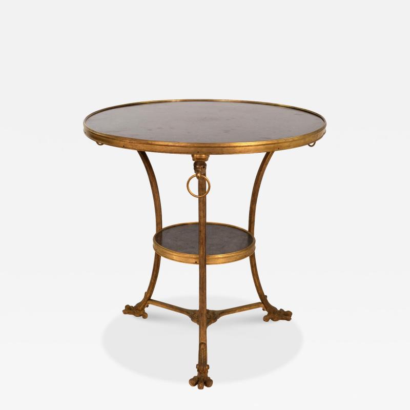 French Gilt Bronze and Black Fossil Marble Two Tier Gueridon circa 1880