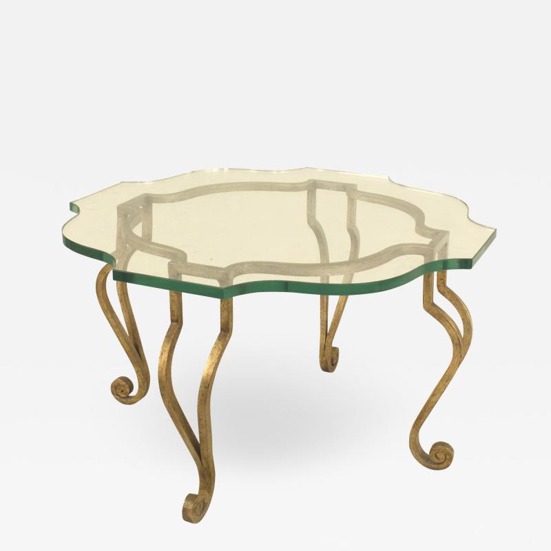 French Gilt Iron and Glass Top Coffee Table