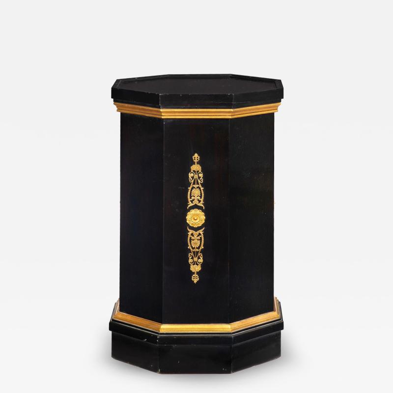 French Hollywood Regency Ebonized Pedestal Column style of Maison Jansen