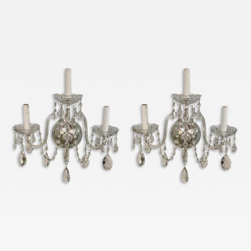 French Hollywood Regency Style Crystal Wall Sconce a Pair