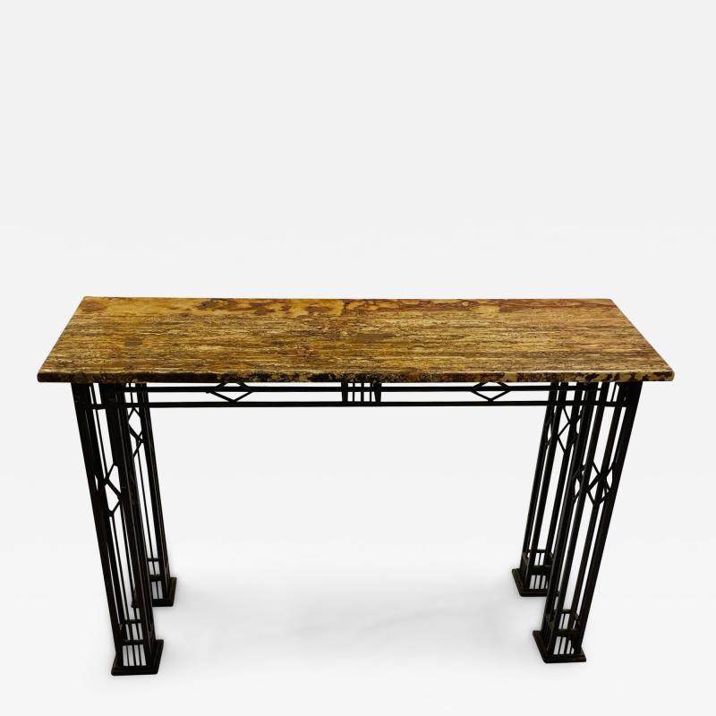 French Iron Work Console Sofa Table Marble Top