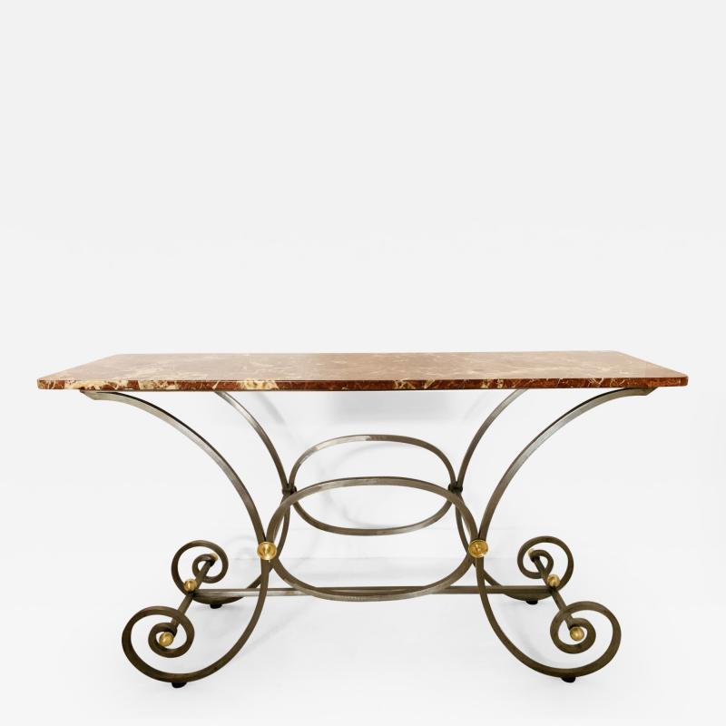 French Iron and Marble Top Console