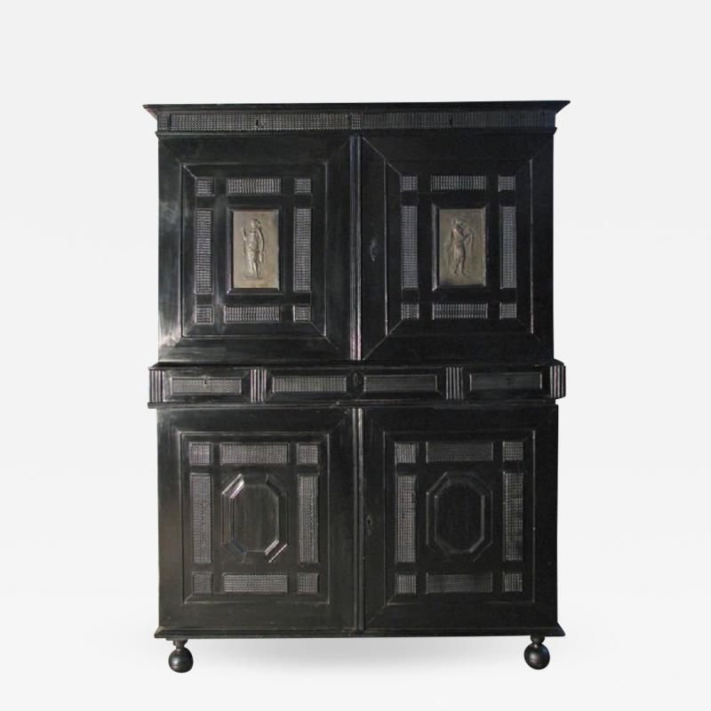 French Late 17th Century Louis XIV Ebonized Cabinet with Fitted Interior